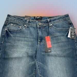 EARL JEANS Women’s 8 Straight Embellished Pocket Blue Jeans